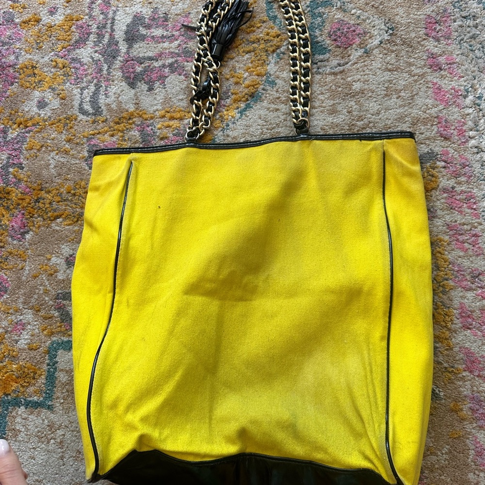 Betsey Johnson Yellow Art Cartoon Girl Tote - Picture 7 of 10